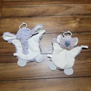 2 Pc Demdaco Baby Rattle Teether & Pacifier Holder: Elephant & Koala